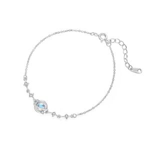 Delicate Silver Bracelet with Blue Gemstone